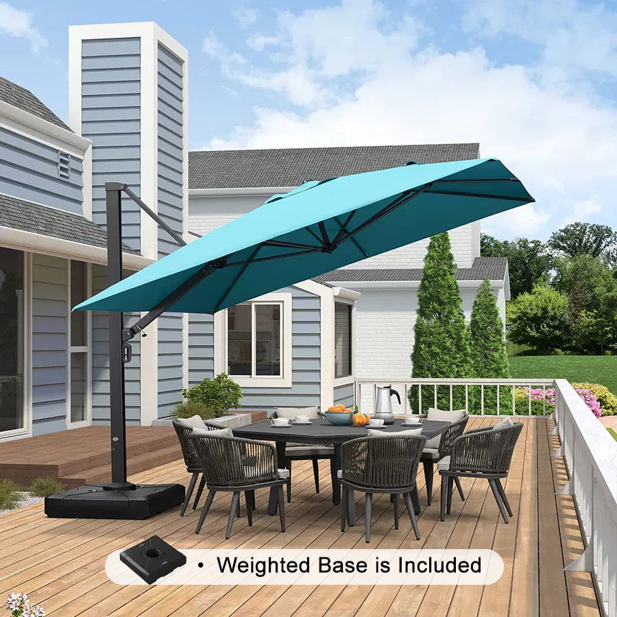 PURPLE LEAF Outdoor Sun Heavy Duty Large Cantilever Umbrella with Base