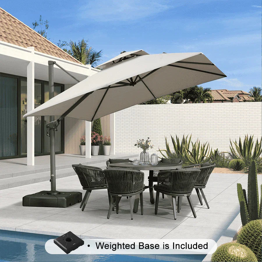 PURPLE LEAF UV50+ Fade Resistant Cantilever Umbrella, Patio Umbrellas with Base