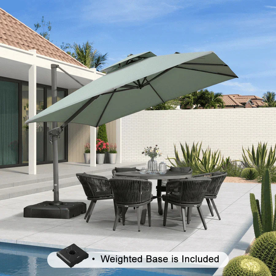 PURPLE LEAF UV50+ Fade Resistant Cantilever Umbrella, Patio Umbrellas with Base