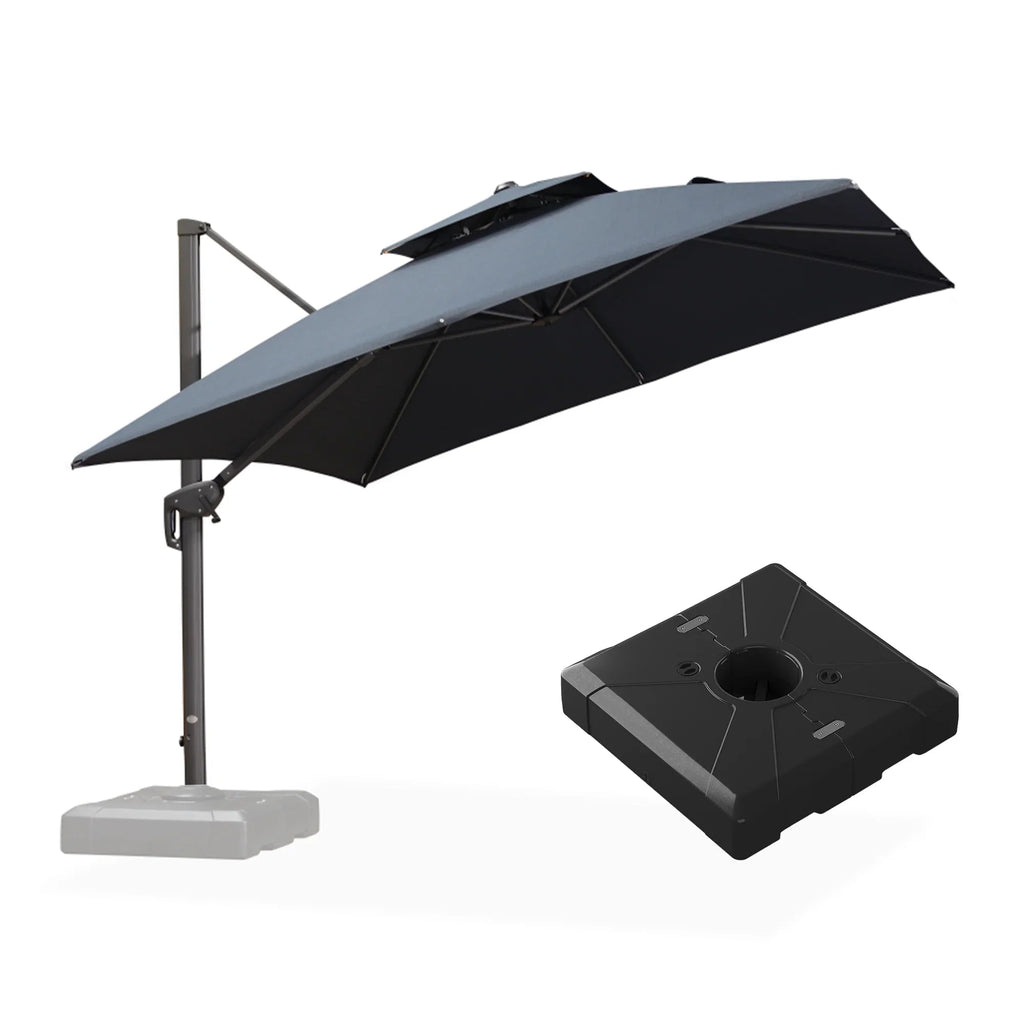 PURPLE LEAF UV50+ Fade Resistant Cantilever Umbrella, Patio Umbrellas with Base