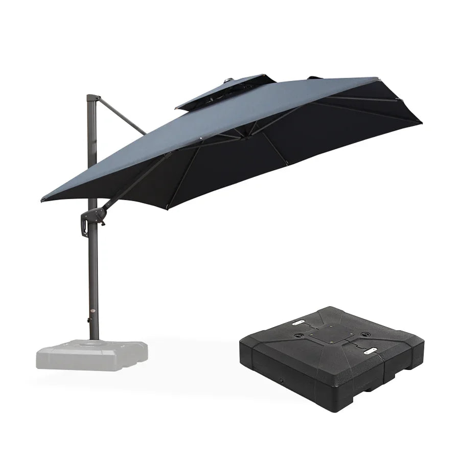 PURPLE LEAF UV50+ Fade Resistant Cantilever Umbrella, Patio Umbrellas with Base