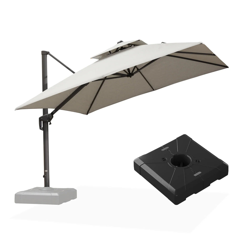 PURPLE LEAF UV50+ Fade Resistant Cantilever Umbrella, Patio Umbrellas with Base