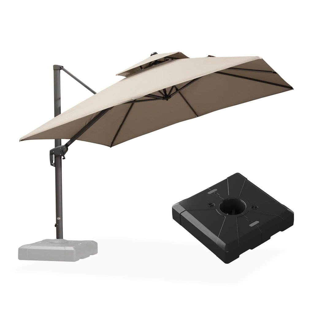 PURPLE LEAF UV50+ Fade Resistant Cantilever Umbrella, Patio Umbrellas with Base