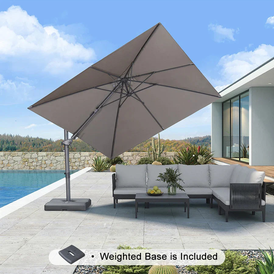 PURPLE LEAF UV Resistant Patio Umbrella with Base, Left-Right Tilt & 360° Swivel