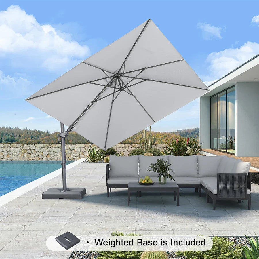 PURPLE LEAF UV Resistant Patio Umbrella with Base, Left-Right Tilt & 360° Swivel
