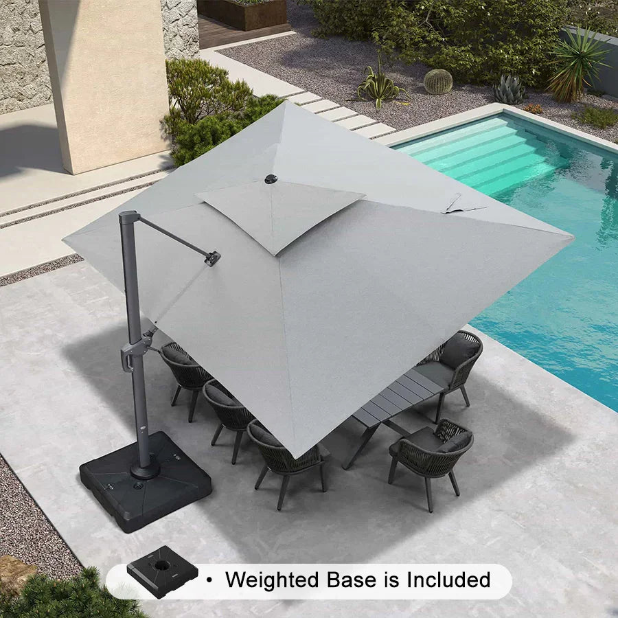PURPLE LEAF UV50+ Fade Resistant Cantilever Umbrella, Patio Umbrellas with Base