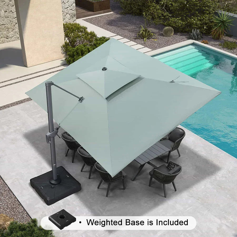 PURPLE LEAF UV50+ Fade Resistant Cantilever Umbrella, Patio Umbrellas with Base