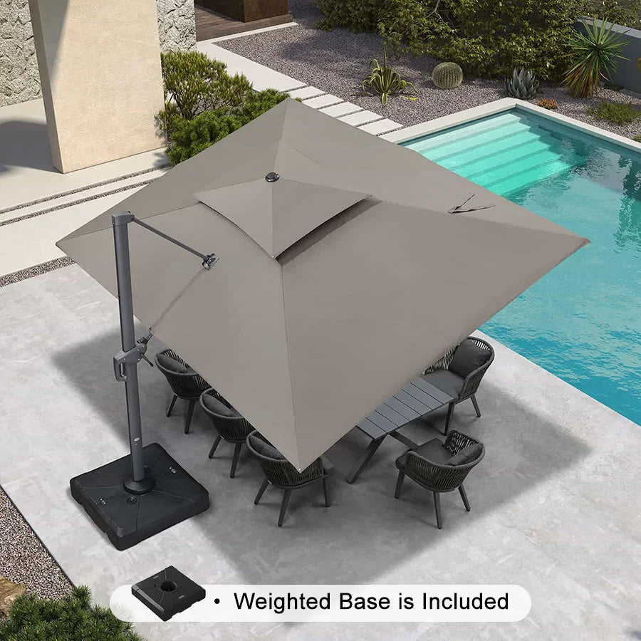 PURPLE LEAF UV50+ Fade Resistant Cantilever Umbrella, Patio Umbrellas with Base