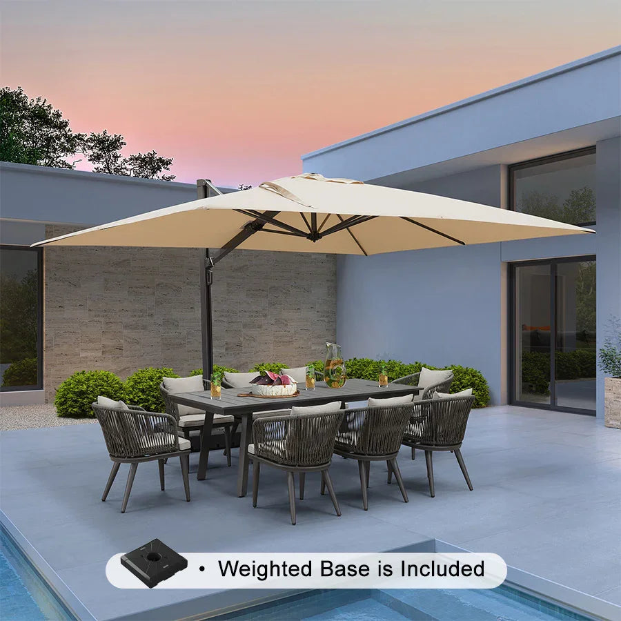 PURPLE LEAF Outdoor Sun Heavy Duty Large Cantilever Umbrella with Base