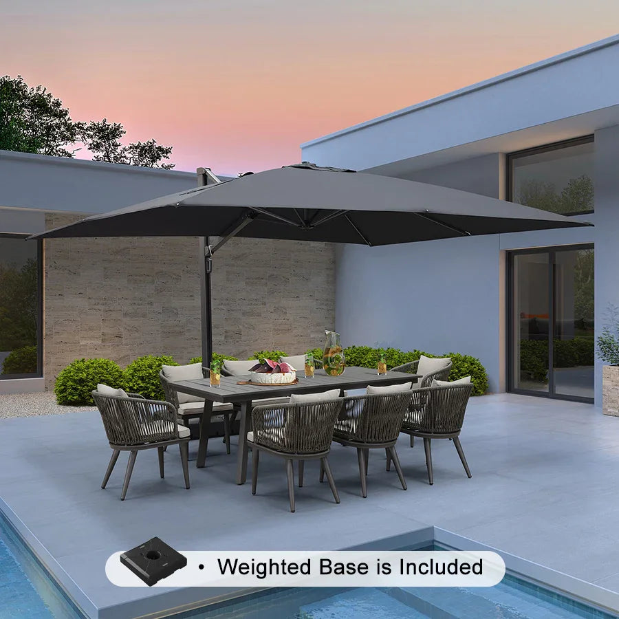 PURPLE LEAF Outdoor Sun Heavy Duty Large Cantilever Umbrella with Base