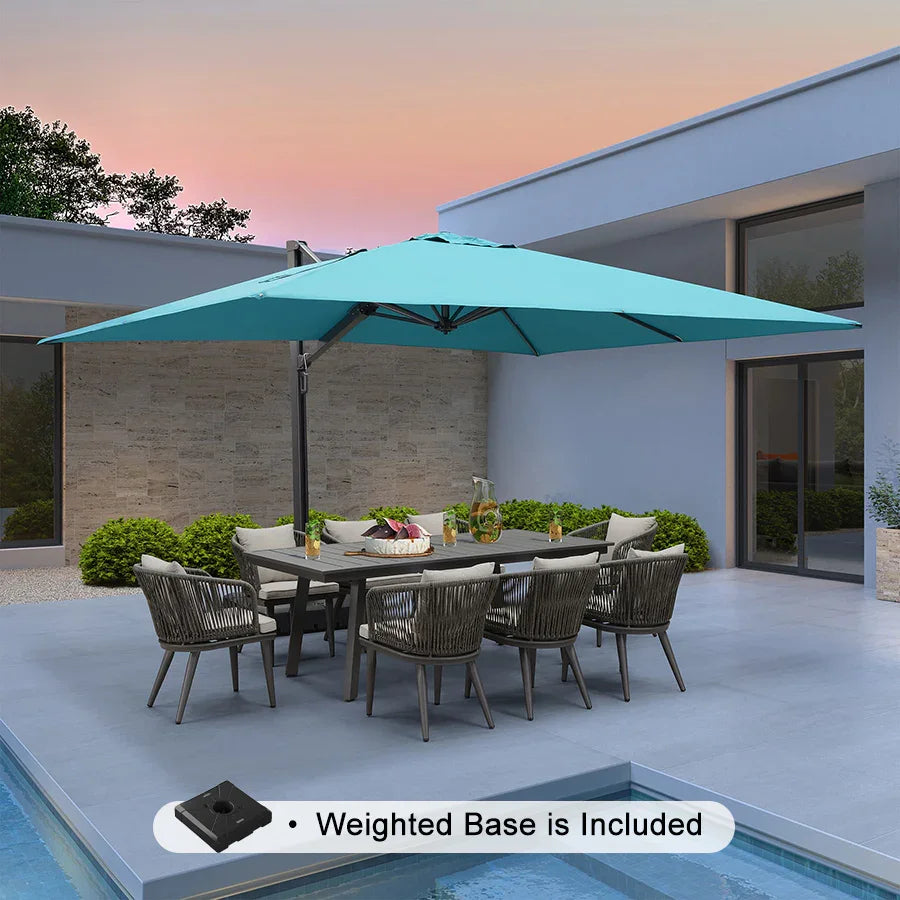 PURPLE LEAF Outdoor Sun Heavy Duty Large Cantilever Umbrella with Base