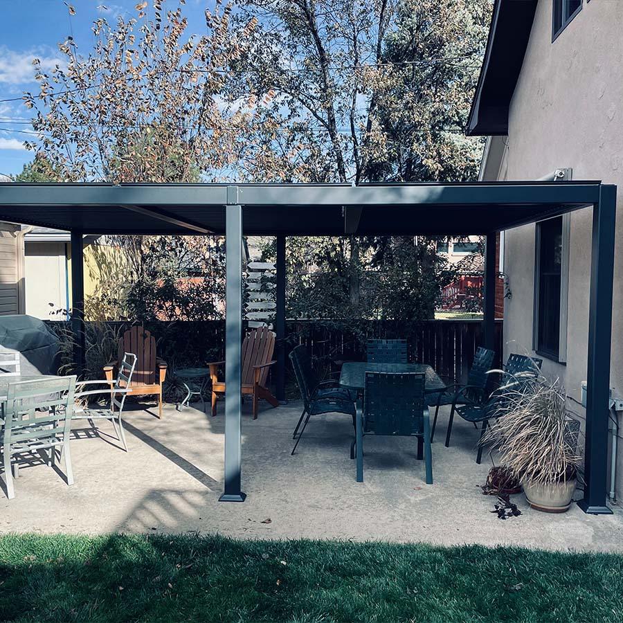 PURPLE LEAF Caesar Solar Louvered Pergola with LED Strip Lights and Control Panel Aluminum Outdoor Pergola with Adjustable Roof for Patio Deck Garden Yard Gray