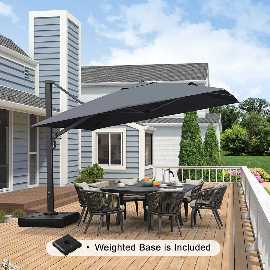 PURPLE LEAF Outdoor Sun Heavy Duty Large Cantilever Umbrella with Base