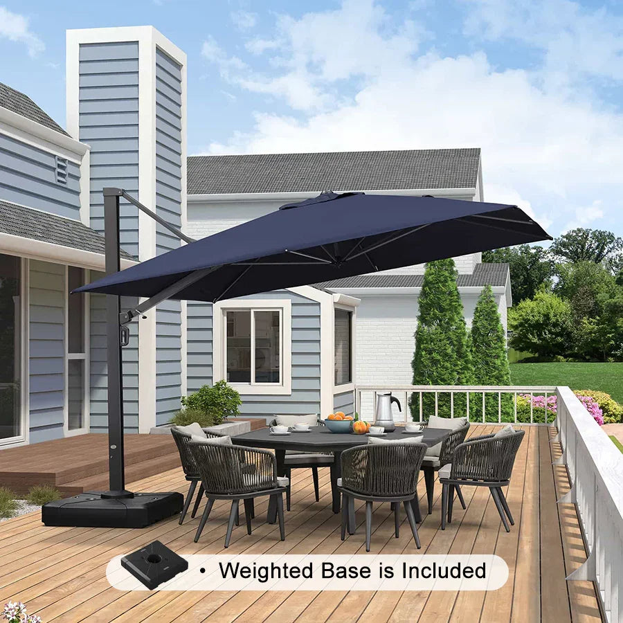 PURPLE LEAF Outdoor Sun Heavy Duty Large Cantilever Umbrella with Base