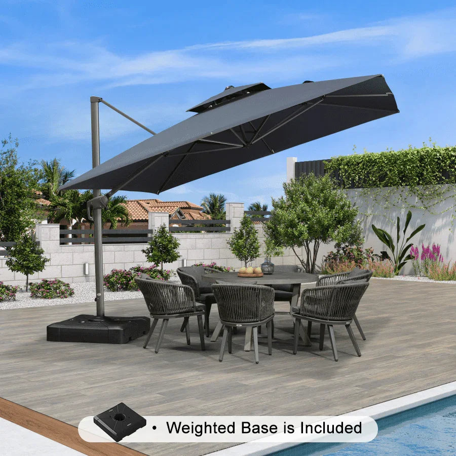 PURPLE LEAF UV50+ Fade Resistant Cantilever Umbrella, Patio Umbrellas with Base
