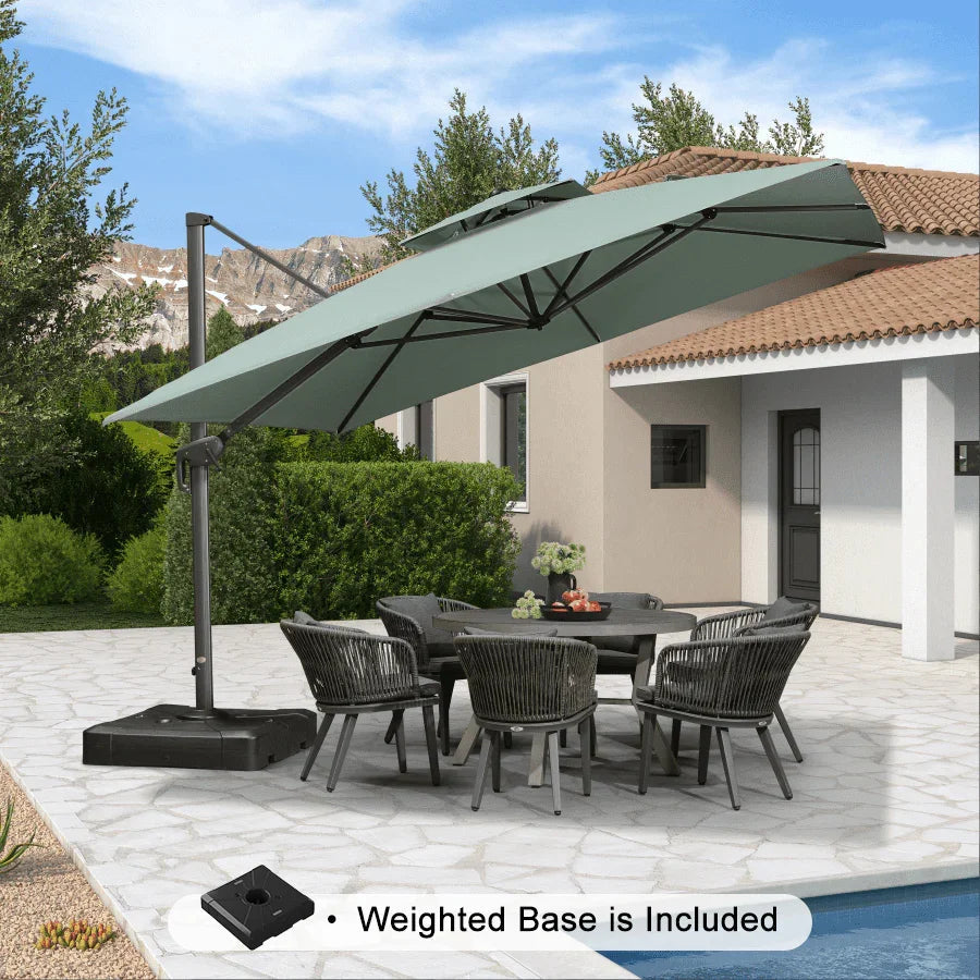 PURPLE LEAF UV50+ Fade Resistant Cantilever Umbrella, Patio Umbrellas with Base