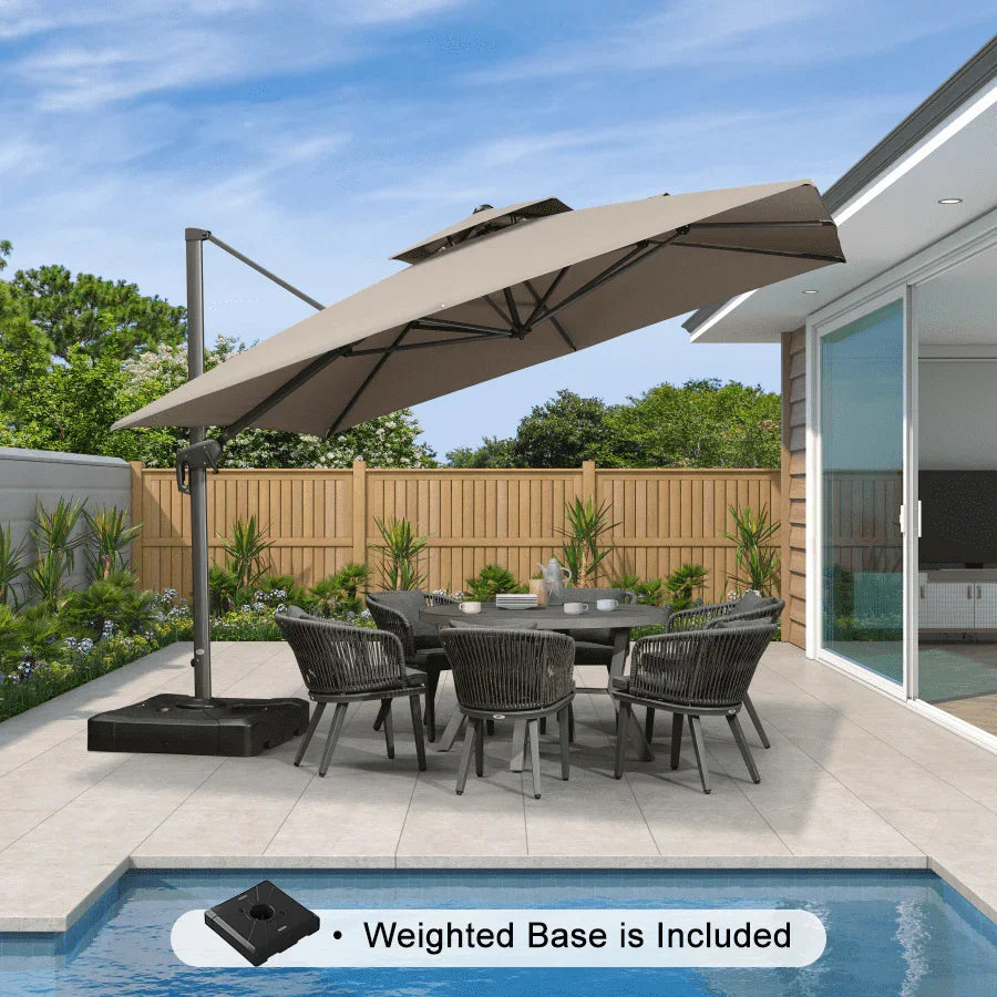 PURPLE LEAF UV50+ Fade Resistant Cantilever Umbrella, Patio Umbrellas with Base