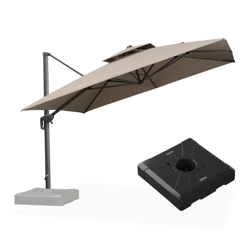 PURPLE LEAF UV50+ Fade Resistant Cantilever Umbrella, Patio Umbrellas with Base
