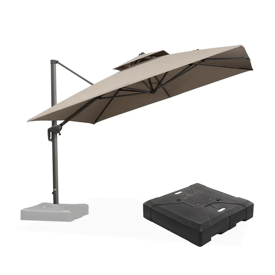 PURPLE LEAF UV50+ Fade Resistant Cantilever Umbrella, Patio Umbrellas with Base