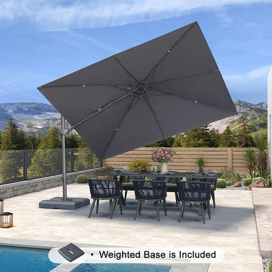 PURPLE LEAF UV Resistant Patio Umbrella with Base, Left-Right Tilt & 360° Swivel