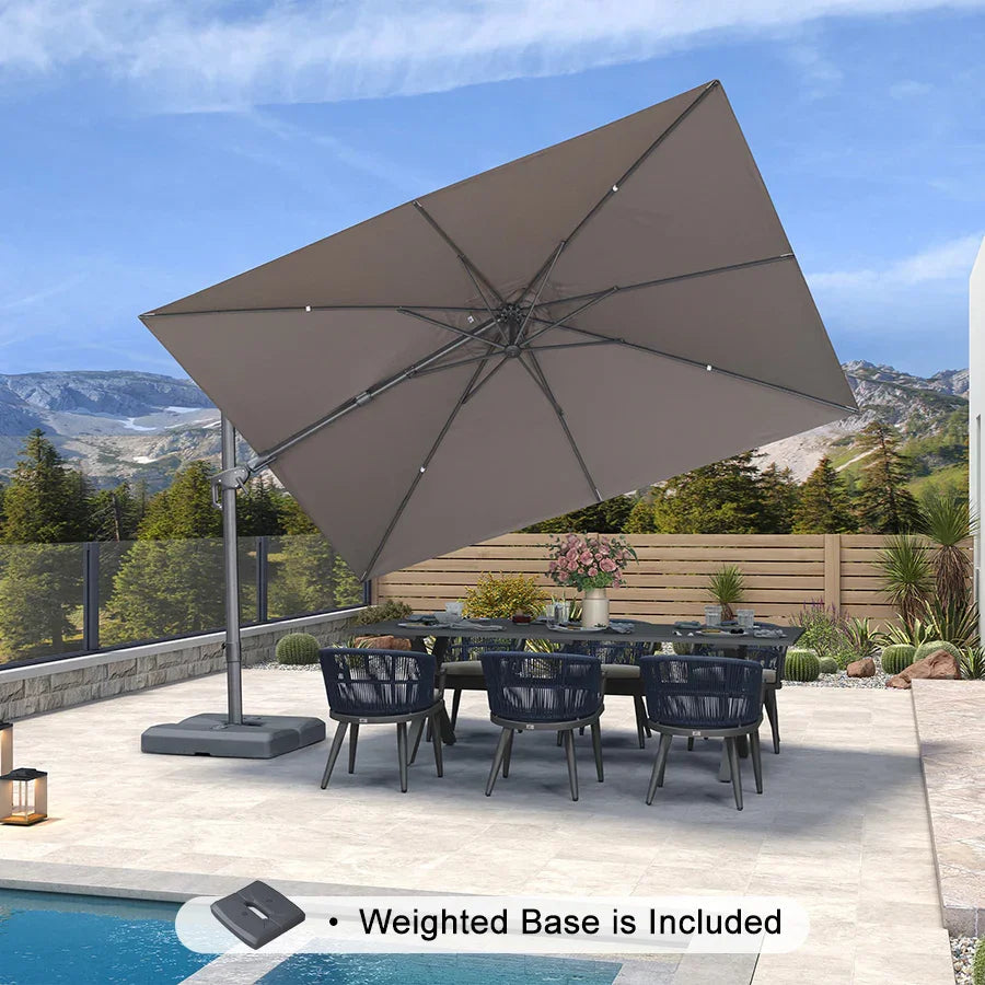 PURPLE LEAF UV Resistant Patio Umbrella with Base, Left-Right Tilt & 360° Swivel