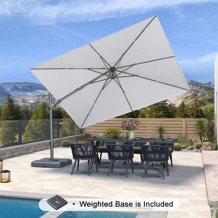 PURPLE LEAF UV Resistant Patio Umbrella with Base, Left-Right Tilt & 360° Swivel