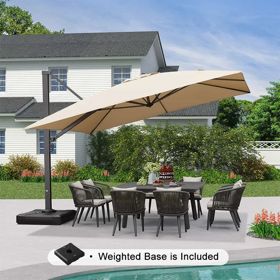 PURPLE LEAF Outdoor Sun Heavy Duty Large Cantilever Umbrella with Base