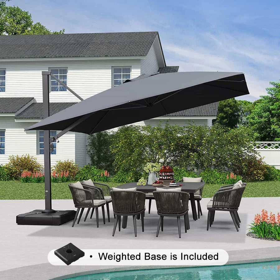 PURPLE LEAF Outdoor Sun Heavy Duty Large Cantilever Umbrella with Base
