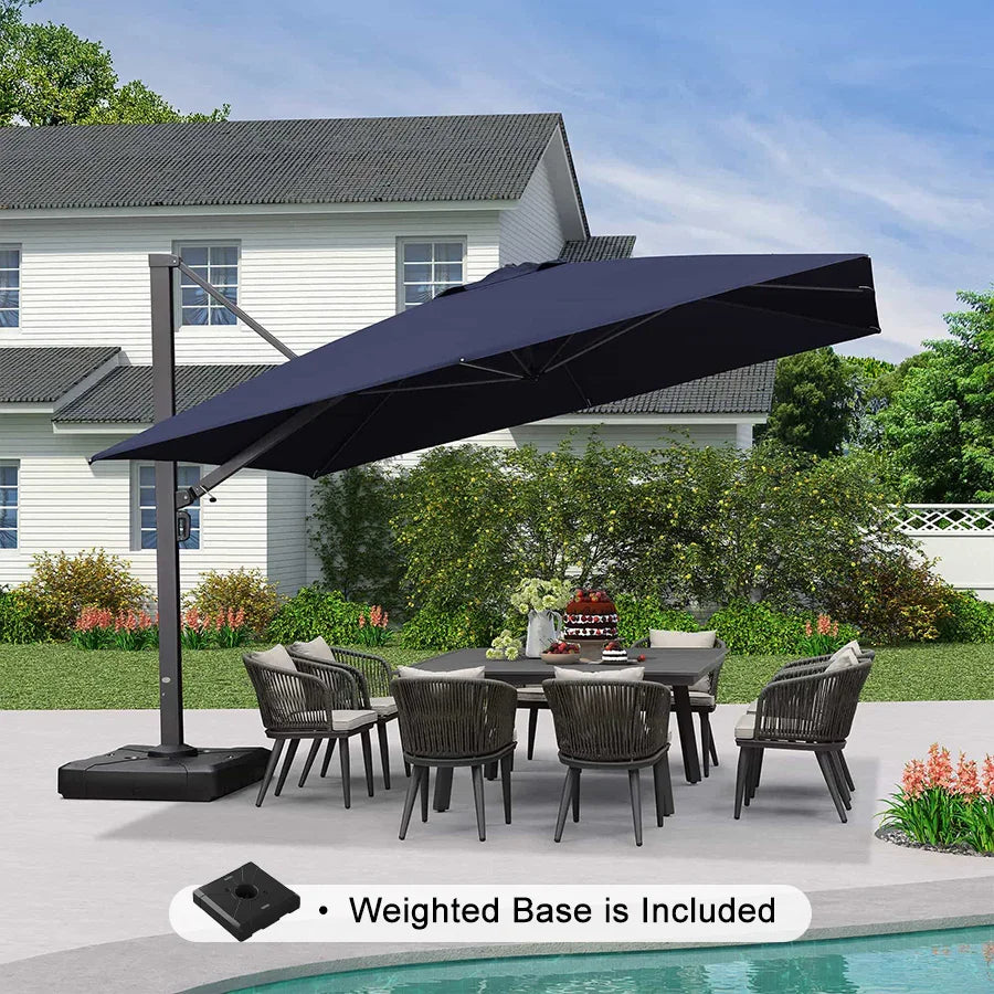 PURPLE LEAF Outdoor Sun Heavy Duty Large Cantilever Umbrella with Base