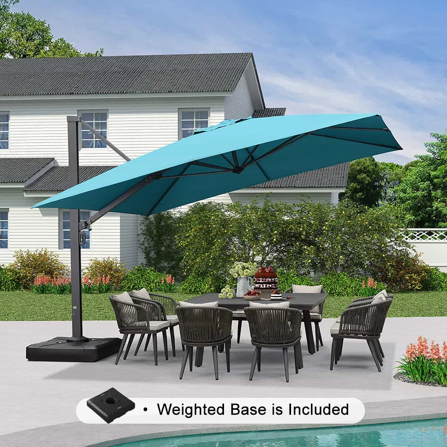 PURPLE LEAF Outdoor Sun Heavy Duty Large Cantilever Umbrella with Base