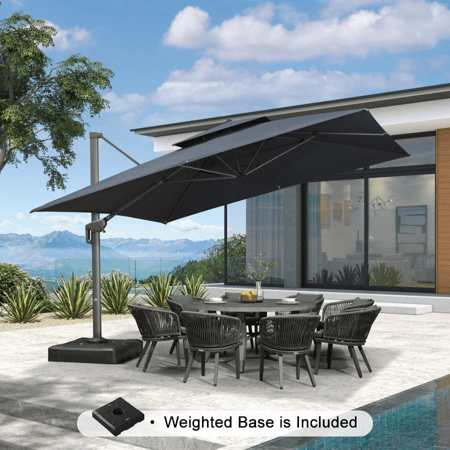 PURPLE LEAF UV50+ Fade Resistant Cantilever Umbrella, Patio Umbrellas with Base