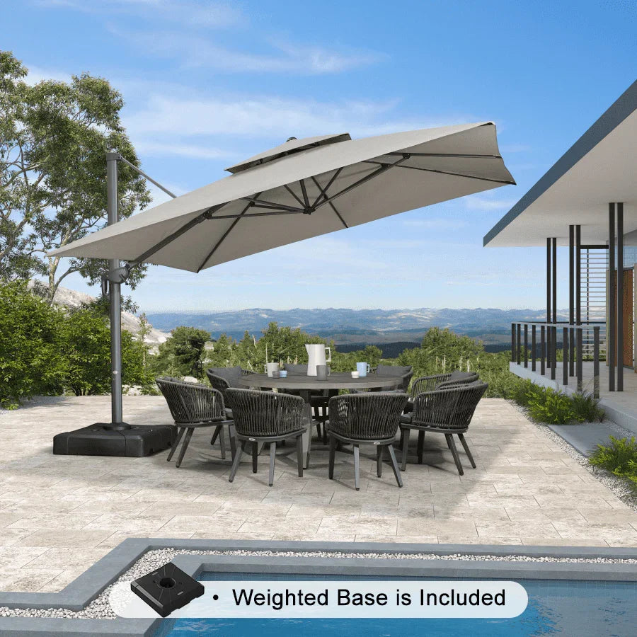 PURPLE LEAF UV50+ Fade Resistant Cantilever Umbrella, Patio Umbrellas with Base