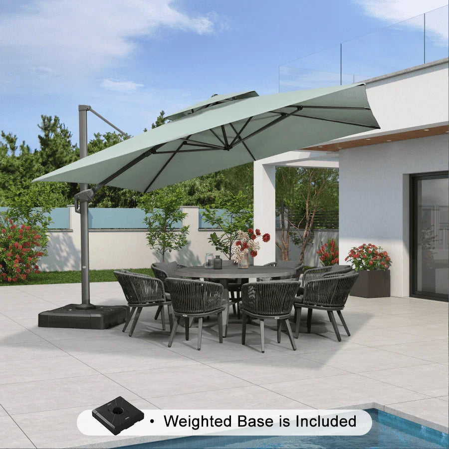 PURPLE LEAF UV50+ Fade Resistant Cantilever Umbrella, Patio Umbrellas with Base