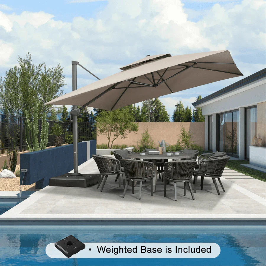 PURPLE LEAF UV50+ Fade Resistant Cantilever Umbrella, Patio Umbrellas with Base