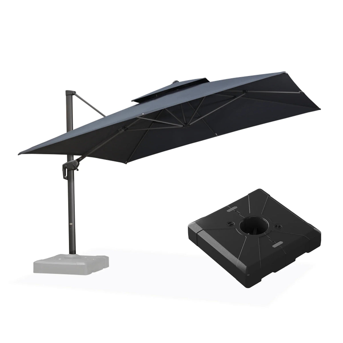 PURPLE LEAF UV50+ Fade Resistant Cantilever Umbrella, Patio Umbrellas with Base