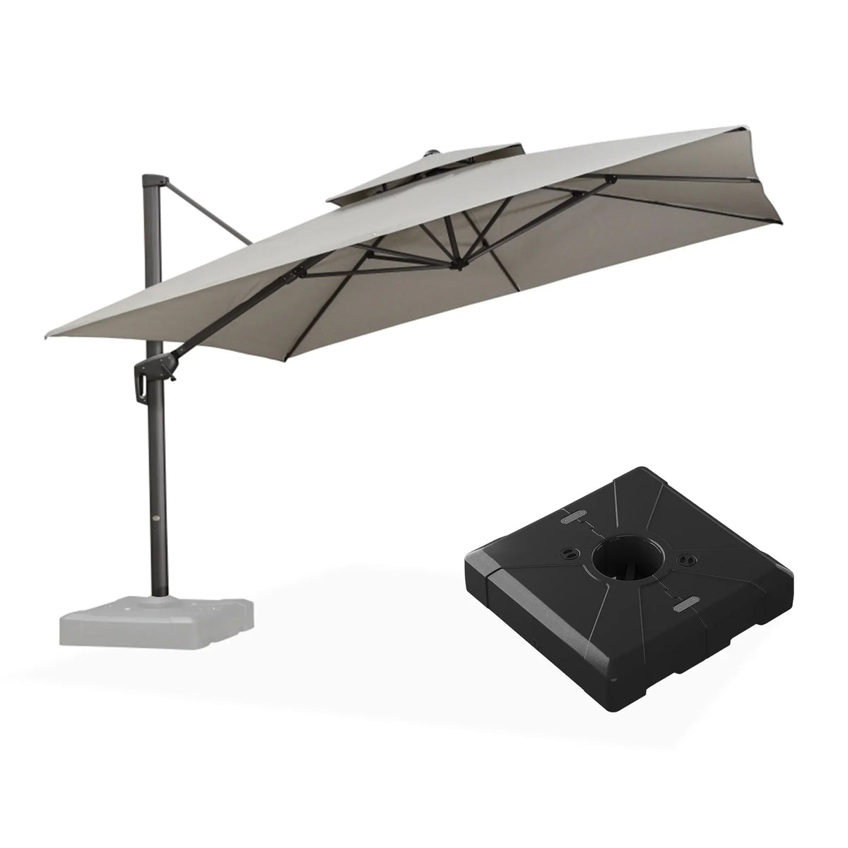 PURPLE LEAF UV50+ Fade Resistant Cantilever Umbrella, Patio Umbrellas with Base