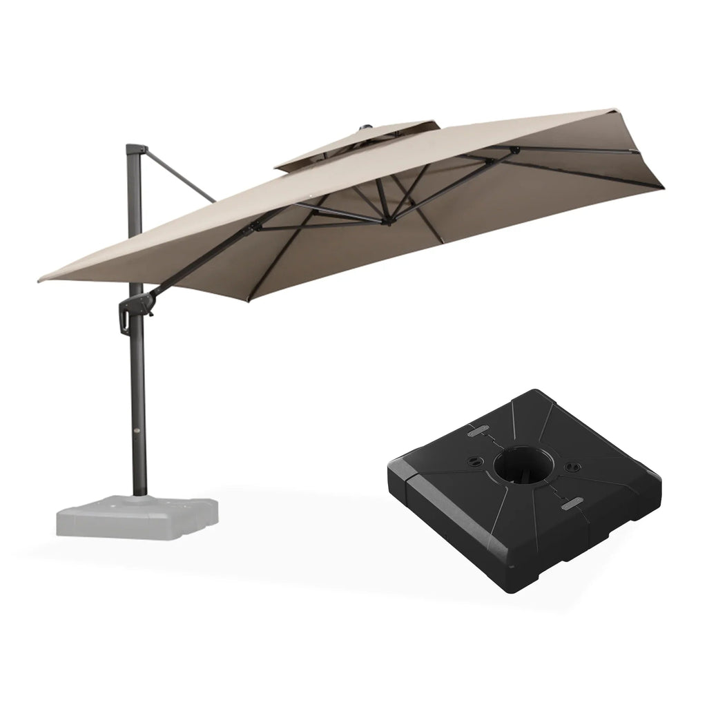 PURPLE LEAF UV50+ Fade Resistant Cantilever Umbrella, Patio Umbrellas with Base