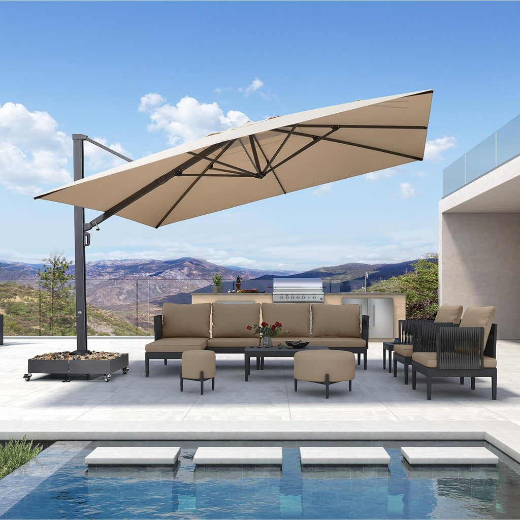 PURPLE LEAF Heavy Duty Cantilever Patio Umbrella Extra Large Outdoor Umbrella for Yard, Garden, Pool