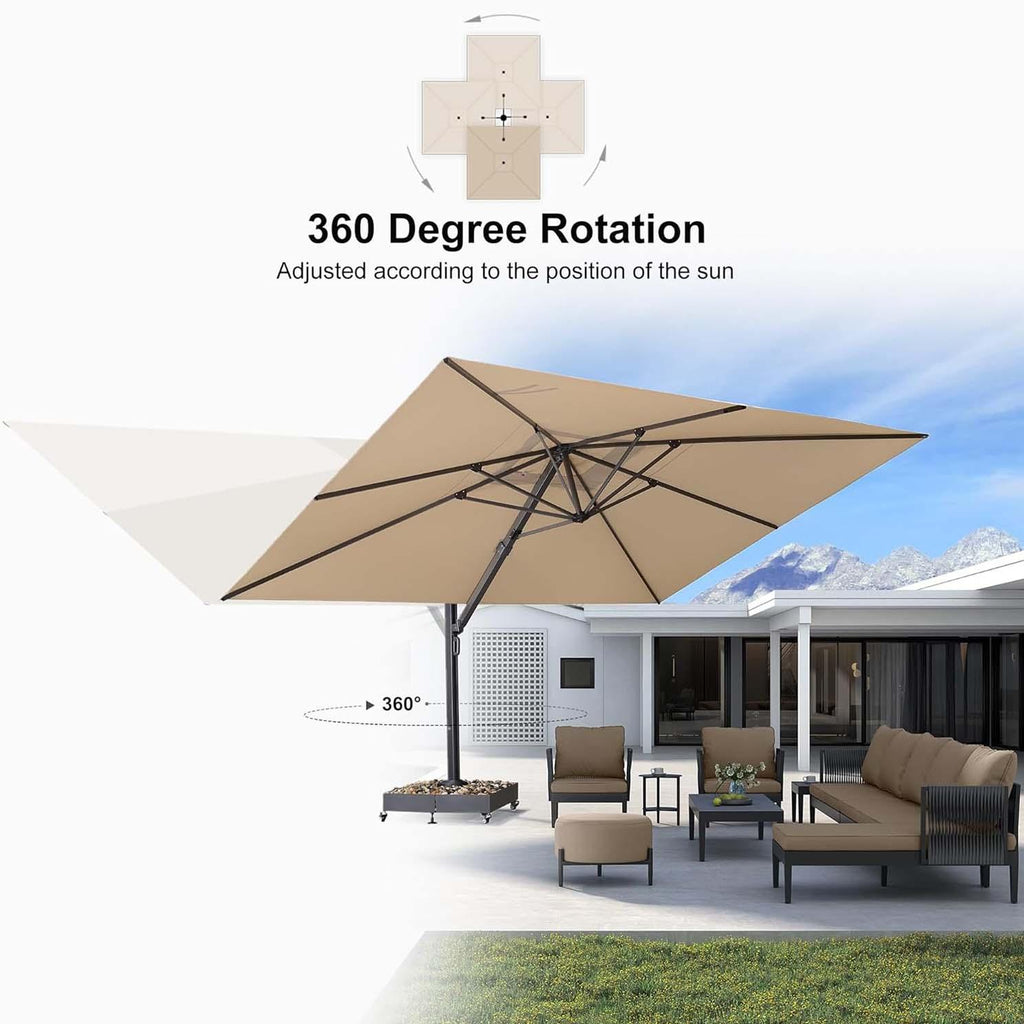PURPLE LEAF Heavy Duty Cantilever Patio Umbrella Extra Large Outdoor Umbrella for Yard, Garden, Pool