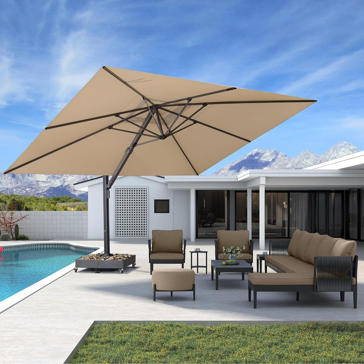 PURPLE LEAF Heavy Duty Cantilever Patio Umbrella Extra Large Outdoor Umbrella for Yard, Garden, Pool