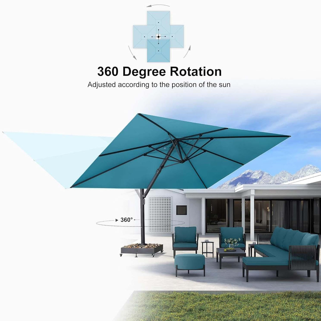 PURPLE LEAF Heavy Duty Cantilever Patio Umbrella Extra Large Outdoor Umbrella for Yard, Garden, Pool