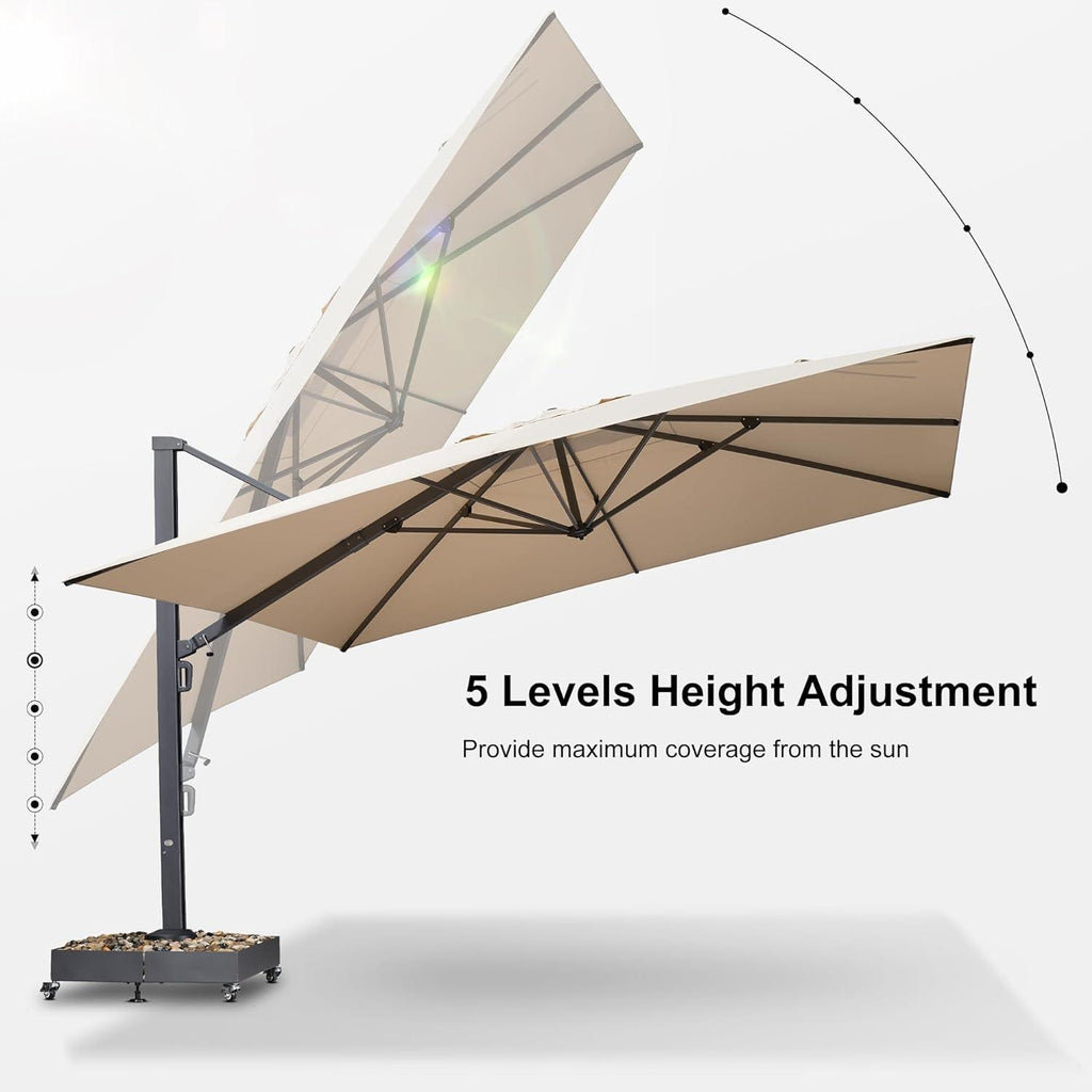 PURPLE LEAF Heavy Duty Cantilever Patio Umbrella Extra Large Outdoor Umbrella for Yard, Garden, Pool