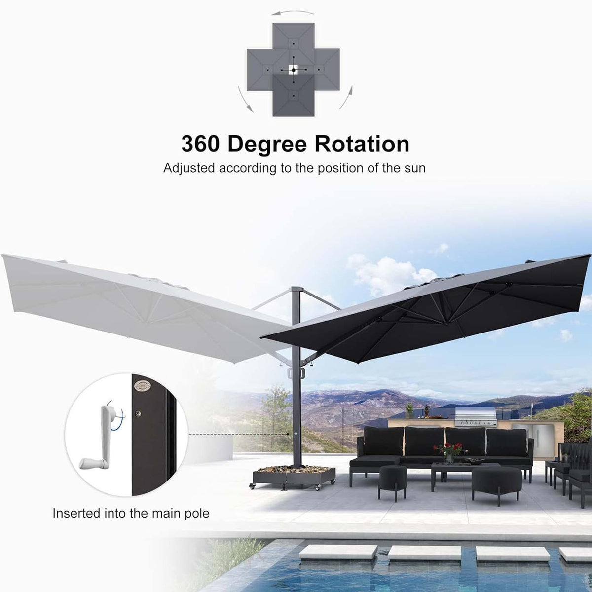 PURPLE LEAF Heavy Duty Cantilever Patio Umbrella Extra Large Outdoor Umbrella for Yard, Garden, Pool