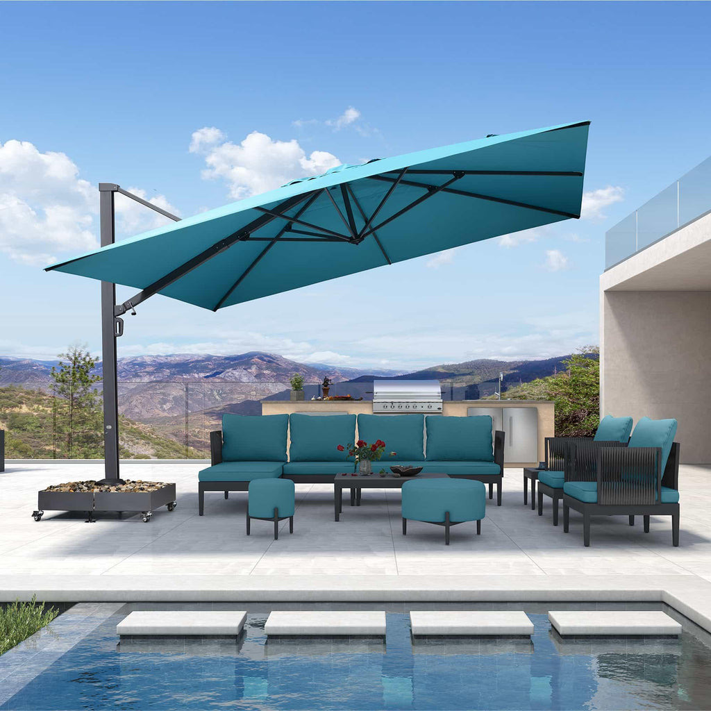 PURPLE LEAF Heavy Duty Cantilever Patio Umbrella Extra Large Outdoor Umbrella for Yard, Garden, Pool