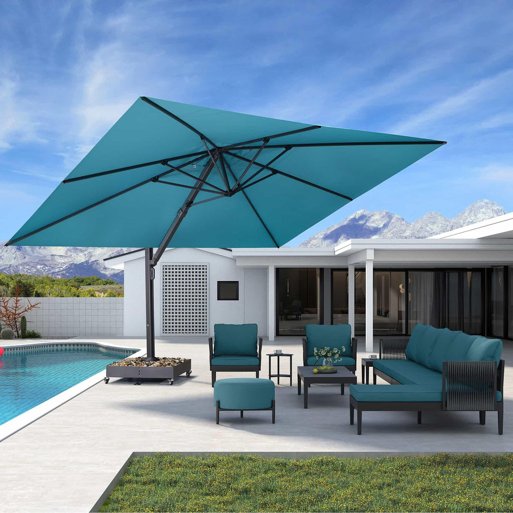PURPLE LEAF Heavy Duty Cantilever Patio Umbrella Extra Large Outdoor Umbrella for Yard, Garden, Pool