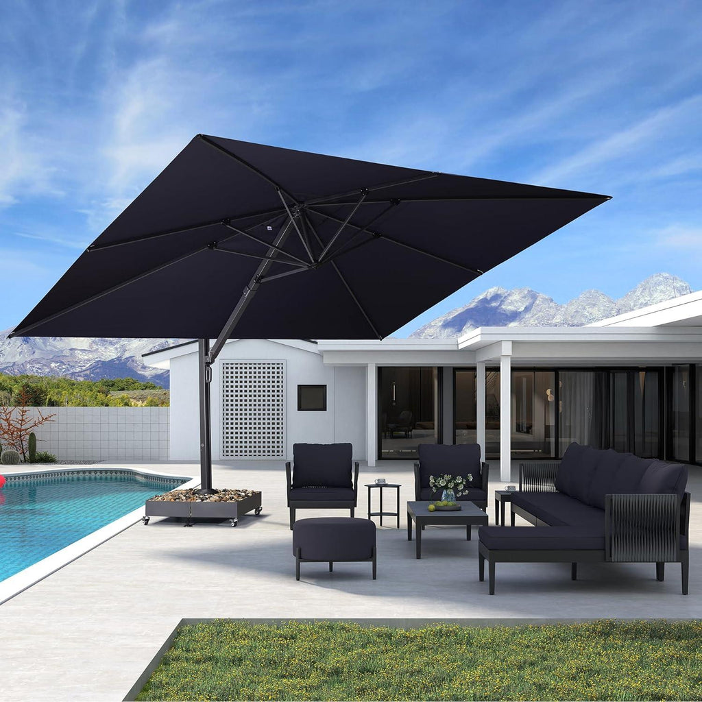 PURPLE LEAF Heavy Duty Cantilever Patio Umbrella Extra Large Outdoor Umbrella for Yard, Garden, Pool