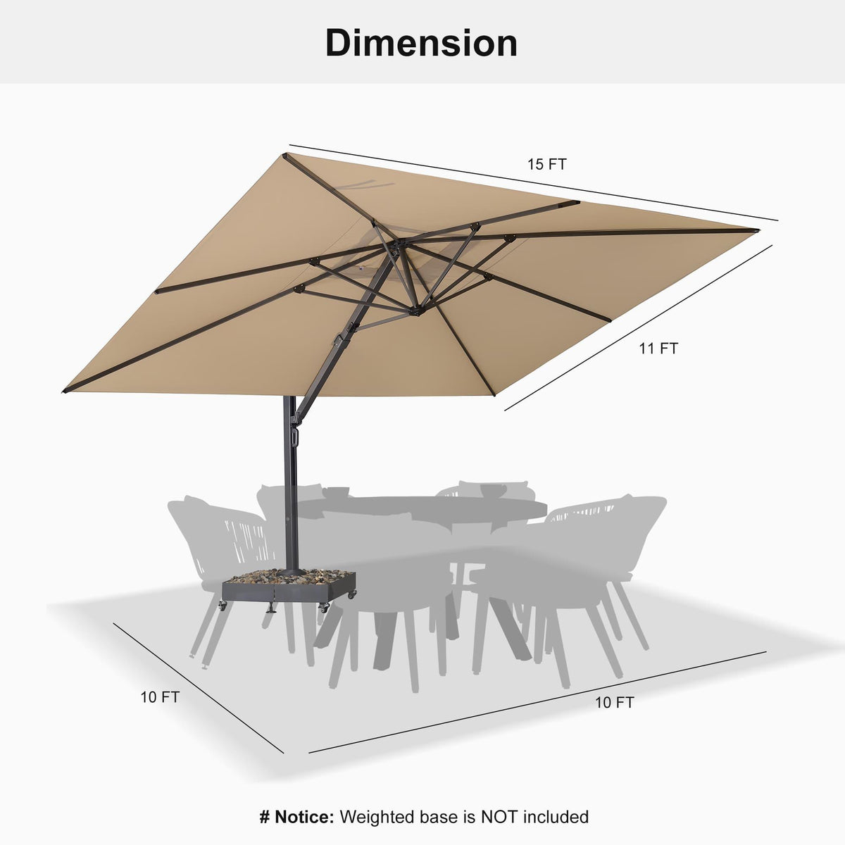 PURPLE LEAF Heavy Duty Cantilever Patio Umbrella Extra Large Outdoor Umbrella for Yard, Garden, Pool