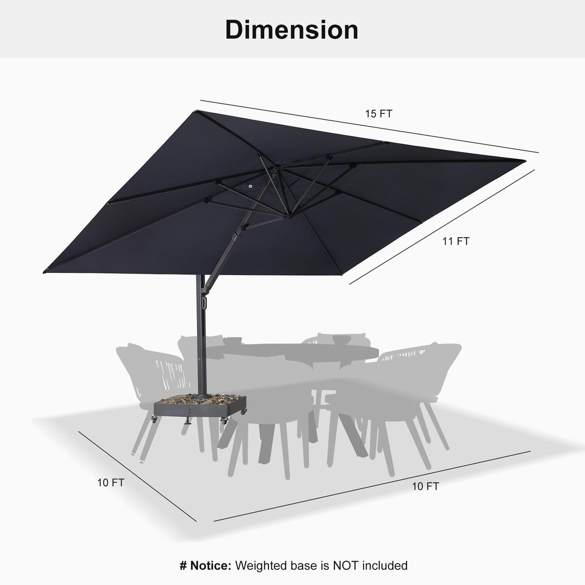 PURPLE LEAF Heavy Duty Cantilever Patio Umbrella Extra Large Outdoor Umbrella for Yard, Garden, Pool