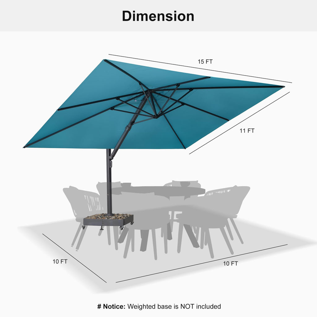 PURPLE LEAF Heavy Duty Cantilever Patio Umbrella Extra Large Outdoor Umbrella for Yard, Garden, Pool