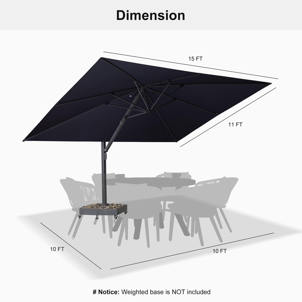 PURPLE LEAF Heavy Duty Cantilever Patio Umbrella Extra Large Outdoor Umbrella for Yard, Garden, Pool